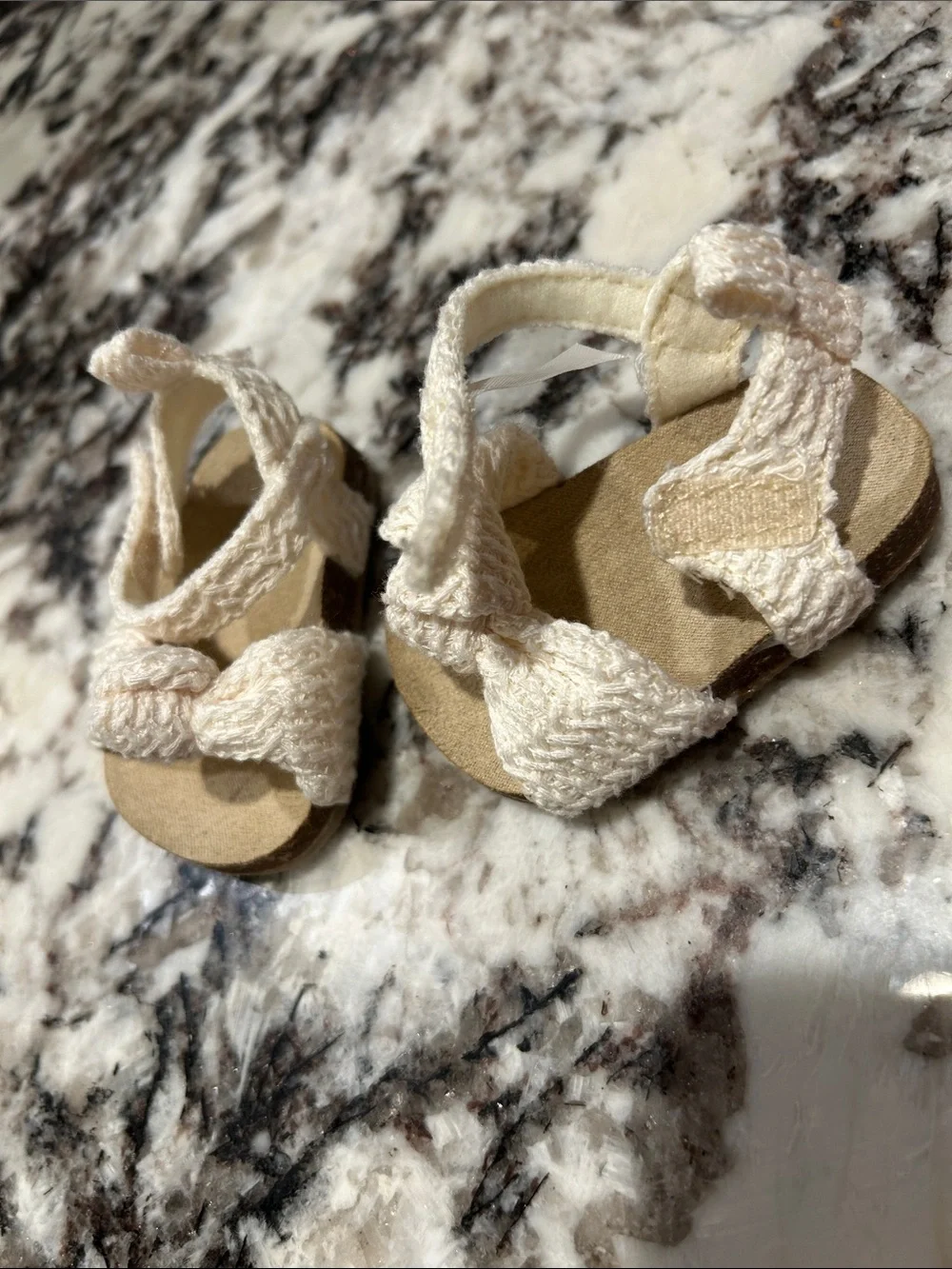 Carter's Cream Braided Bow Baby Sandals